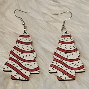 Little Debbie Inspired Christmas Tree Earrings